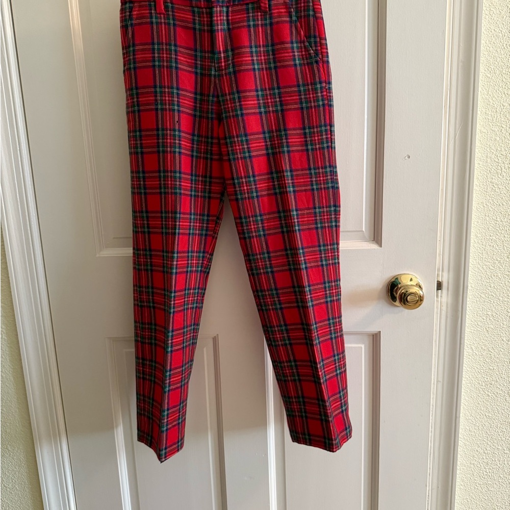 Boys Size 8 Janie and Jack Red Tartan Dress Pants